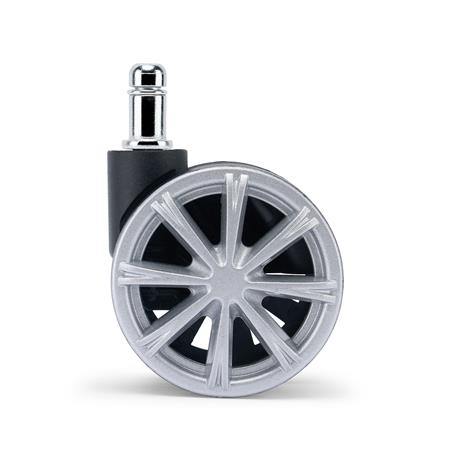 5x Ruedas para Silla de Oficina H4, 11x50 mm, Diseño Deportivo, Color Negro y Gris