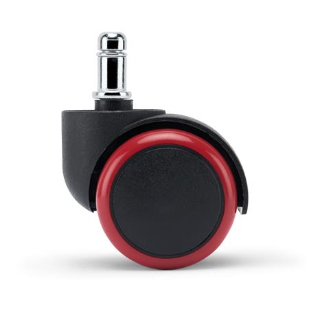 5x Ruedas para Silla de Oficina H5, 11 x 50 mm, Recubrimiento goma, Color Negro y Rojo