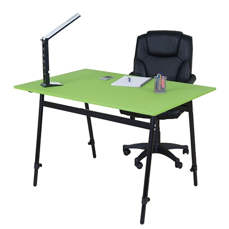 Mesa de Ordenador ALBURI, estructura en acero,  altura ajustable, dimensiones 120x80cm, en Verde