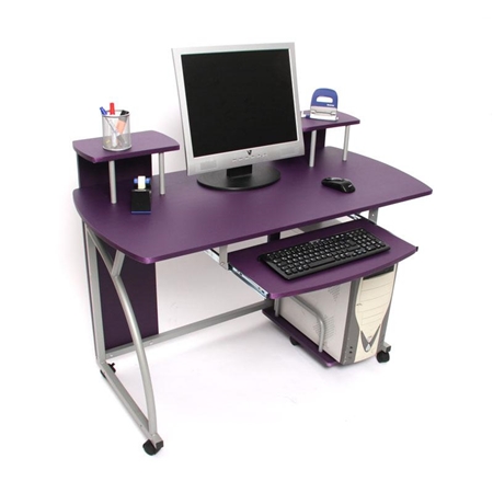 Mesa de Ordenador OHIO PRO, con bandeja para teclado, dimensiones 115x55cm, en Morado