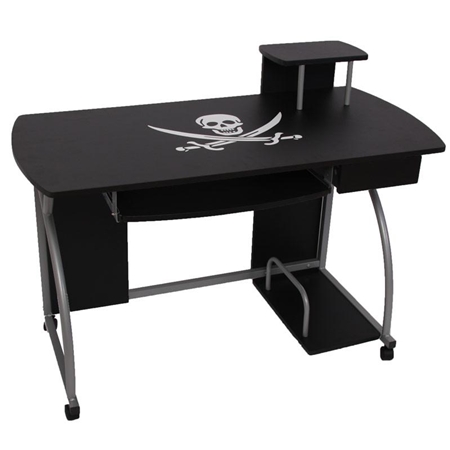 Mesa de Ordenador OHIO PRO II, con bandeja para teclado, dimensiones 115x55cm, en Negro Piratas