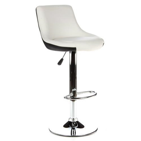 DEMO# Taburete STADY, Bonito Diseño bicolor, Adaptado uso 4h, Polipiel gran calidad, Blanco y Negro