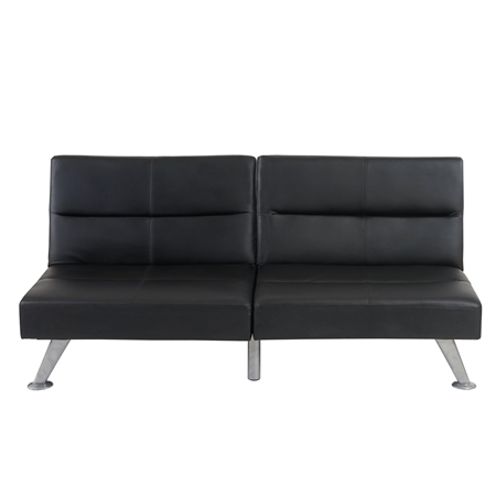 Sofá Plegable 3 Plazas ROMEO, Muy Versátil y Cómodo, En Piel Real, Color Negro