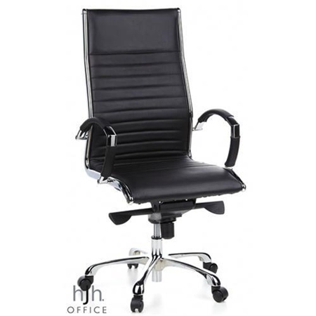 DEMO# Preciosa silla de Diseño PALMA, Muy elegante en Piel Natural, Apoyabrazos en Piel, color Negro