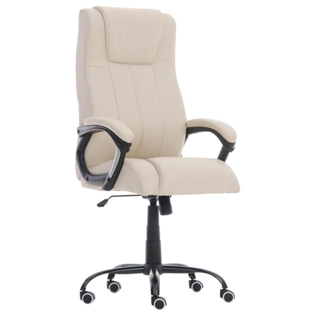 Sillón de oficina CONDOR, excelente acolchado, muy robusta, en piel color crema