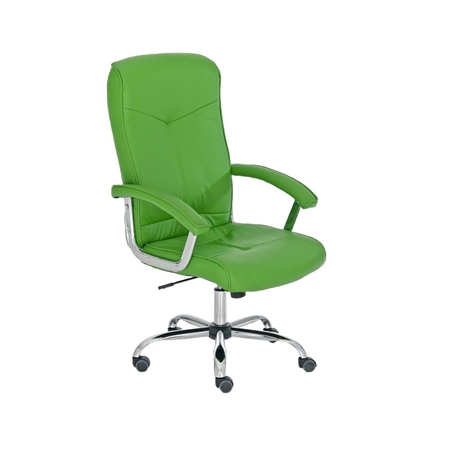 Silla de oficina BARNI, muy robusta, estructura metálica, mecanismo basculante, en piel color Verde