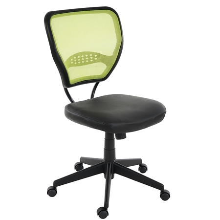 Silla de Oficina XXL (Hasta 150kg) sin Apoyabrazos TENOYA BASE, Respaldo en malla, Color Verde