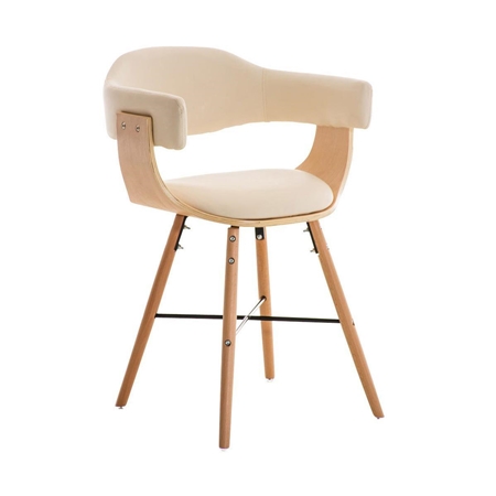 Silla modelo BARRY, Diseño 100% Vanguardista y Actual, En Madera y Piel, Color Crema