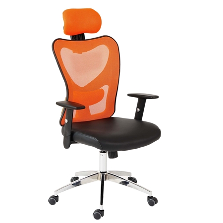 Silla Ergonómica ZELIA, Uso 8 Horas, Soporte Lumbar Acolchado, Estructura Metálica, Color Naranja