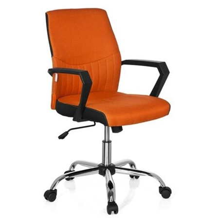 DEMO# Silla de Oficina VICTORIA, Gran Diseño en Colores Vivos, Base en Metal, Color Naranja