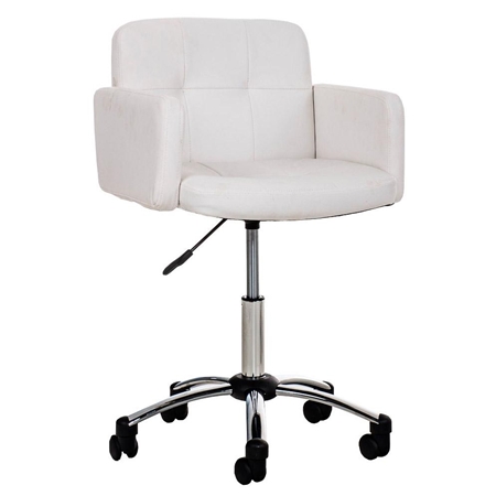 Silla de Diseño PRAGA, gran acolchado, ajustable en altura, tapizada en piel color Blanco