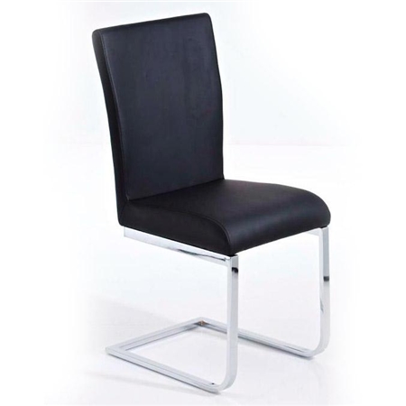 Silla de Confidente AISA, en metal cromado, asiento y respaldo acolchados, en Piel color Negro