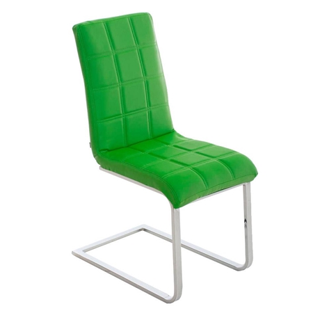 Silla de Confidente BIELSA, exclusivo tapizado en costuras, metal cromado y Piel color Verde