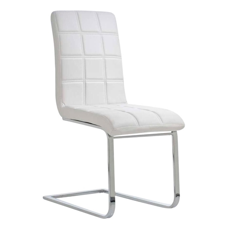 Silla de Confidente BIELSA, exclusivo tapizado en costuras, metal cromado y Piel color Blanco