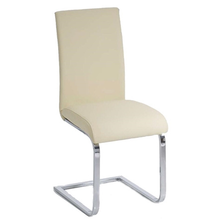 Silla de Confidente CINCA, diseño ergonómico, estructura metálica, tapizada en Piel color Crema