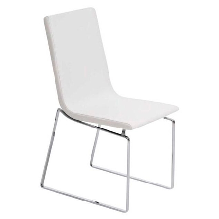 Silla de Confidente VILLANOVA, diseño único, estructura metálica y tapizado en Piel color Blanco