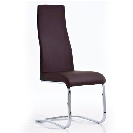 Silla de Confidente MILA, exclusivo diseño, respaldo ergonómico alto, en Piel color Marrón