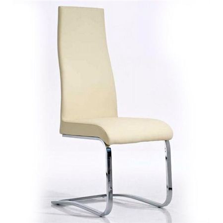 Silla de Confidente MILA, exclusivo diseño, respaldo ergonómico alto, en Piel color Crema