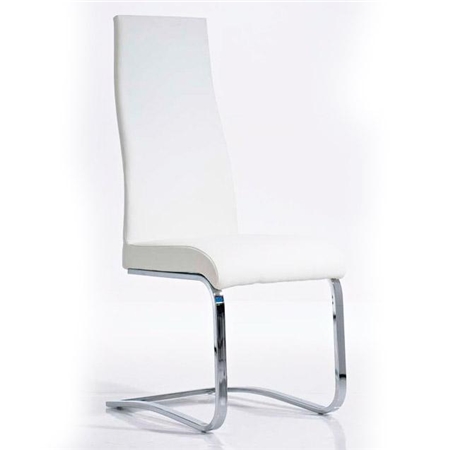 Silla de Confidente MILA, exclusivo diseño, respaldo ergonómico alto, en Piel color Blanco