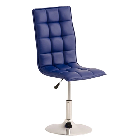 Silla de Confidente BULGARI, ajustable en altura, base fija en metal, tapizada en Piel color Azul