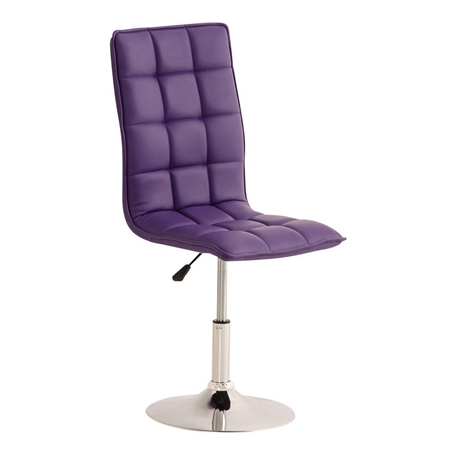 Silla de Confidente BULGARI, ajustable en altura, base fija en metal, tapizada en Piel color Morado