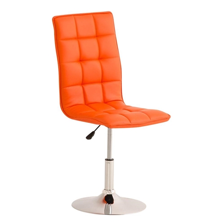 Silla de Confidente BULGARI, ajustable en altura, base fija en metal, tapizada en Piel color Naranja