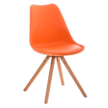 Silla de Diseño / Confidente ALMA muy exclusiva, estructura en madera natural y piel naranja