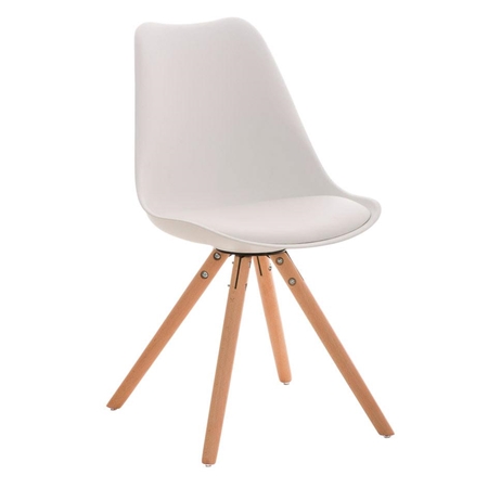 Silla de Diseño / Confidente ALMA muy exclusiva, estructura en madera natural y piel blanco