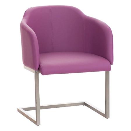 Sillón de Diseño TOKIO Piel, Estrucutura en Acero, cómodo asiento acolchado en Piel Morado