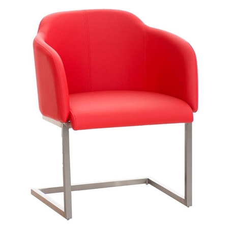 Sillón de Diseño TOKIO Piel, Estrucutura en Acero, cómodo asiento acolchado en Piel Rojo