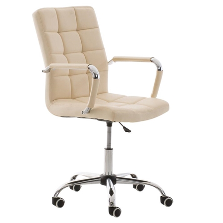 DEMO# Sillón de oficina BRISTOL, estructura y reposabrazos metálicos, tapizada en piel color Crema