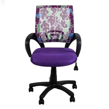 DEMO# Silla de Oficina VISTO JUNIOR, respaldo en malla con motivos en color, gran Acolchado, Color Morado