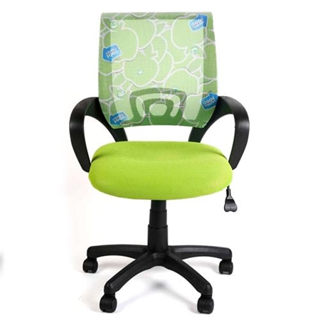 DEMO# Silla de Oficina VISTO JUNIOR, respaldo en malla con motivos en color, gran Acolchado, Color Verde