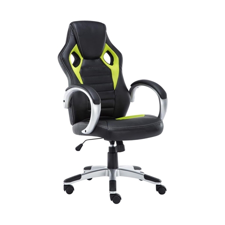 Silla Gaming ASCARI PRO, Diseño Deportivo y Gran Comodidad, Piel y Tela, en Negro y Verde