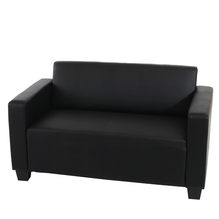 Sofá de 2 plazas RODDY, Gran Confort y Diseño Moderno, Tapizado en Piel Negra