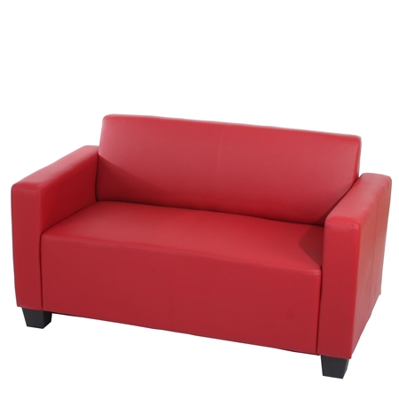 Sofá de 2 plazas RODDY, Gran Confort y Diseño Moderno, Tapizado en Piel Roja