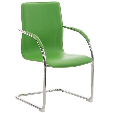 Silla de Confidente FLAP, Estructura Metálica, Elegante y Moderno Diseño en Piel color Verde