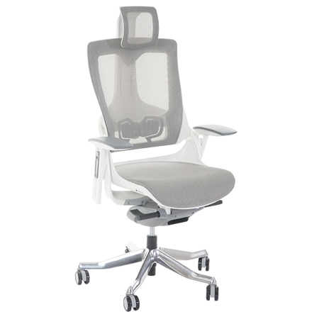 Silla Ergonómica NIGER, Totalmente Ajustable, Excelente Calidad, uso 8 Horas, en Gris Claro