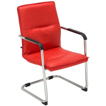 Silla de Confidente GOLIAT, Estructura Metálica, Gran Acolchado y Elegante Diseño en Piel color Rojo