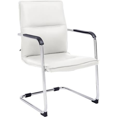 Silla de Confidente GOLIAT, Estructura Metálica, Gran Acolchado y Elegante Diseño en Piel color Blanco