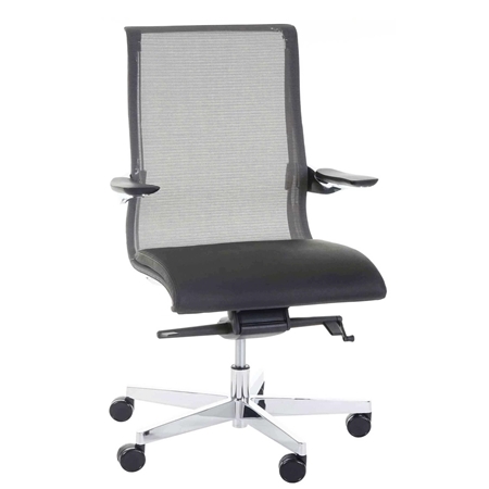 Silla de Oficina YANG 10, Elegante Diseño y Excelente Calidad, En Malla y Piel Real, Negro