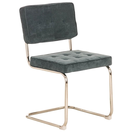 Silla de Confidente CHIVO TELA, Estructura Metálica y Gran Acolchado con Capitoné, color Gris