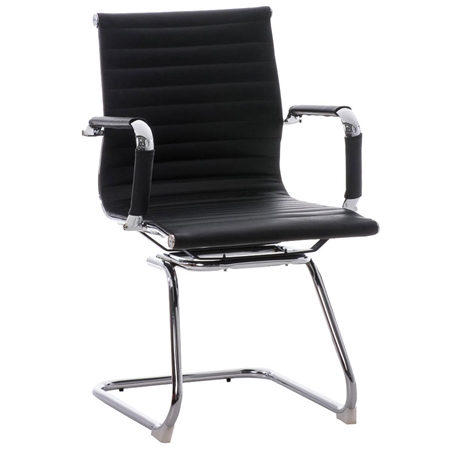 Silla de Confidente CAMERON, Ergonómica, Gran Diseño, en Piel Genuina color Negro