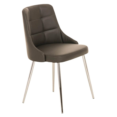 DEMO# Silla de Confidente MAURO, gran confort, diseño exclusivo, tapizada en Piel color Gris