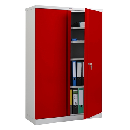 Armario Archivador CARIN 2 PUERTAS, 140x92x37cm, en Acero, Color Rojo