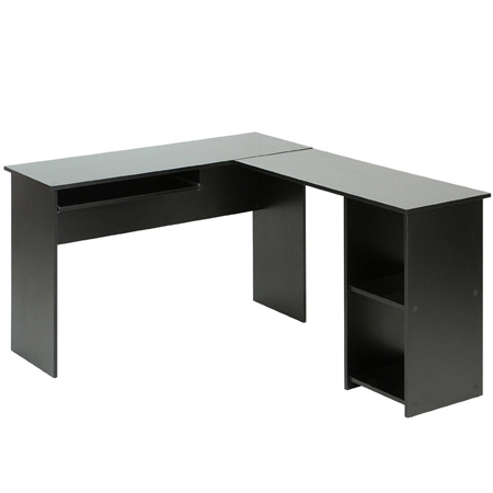 Mesa de Ordenador OLIMPIA, Amplia Superficie en Madera color Negro