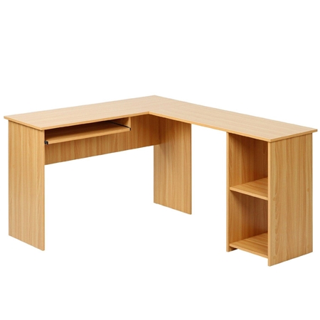 Mesa de Ordenador OLIMPIA, Amplia Superficie en Madera color Haya