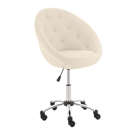 Silla de Diseño VIENA, Gran acolchado, estructura metálica, en piel color crema