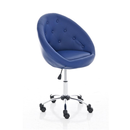 Silla de Diseño VIENA, Gran acolchado, estructura metálica, en piel color Azul