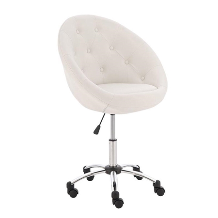 Silla de Diseño VIENA, Gran acolchado, estructura metálica, en piel color blanco